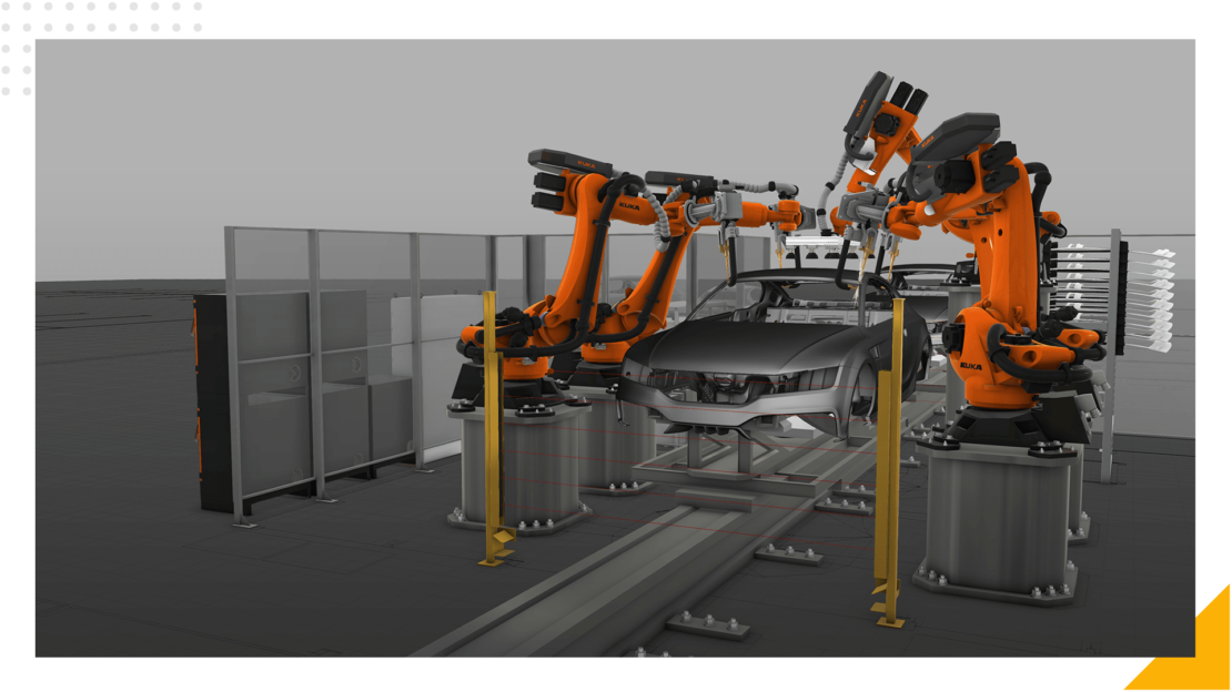 KUKA robots building a car