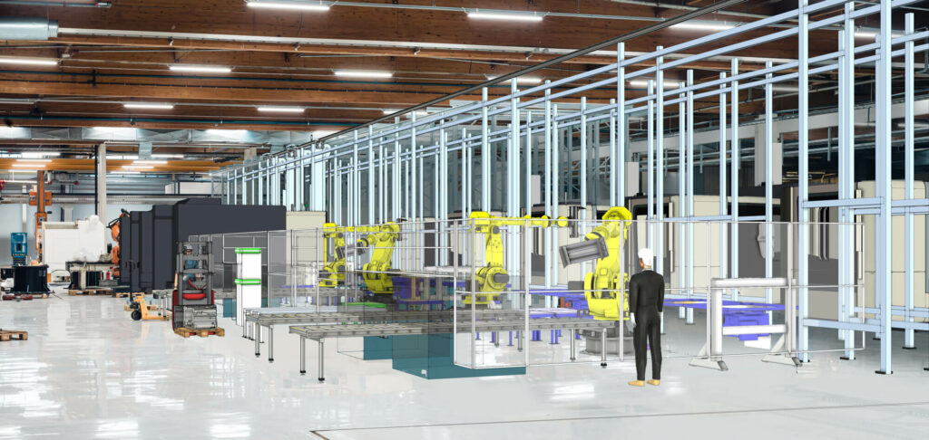 a simulation of a manufacturing line