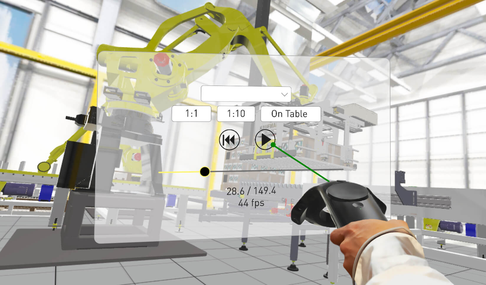 The VR simulation app in Visual Components 4.0.4