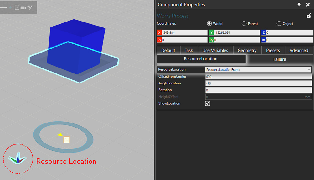 Improved Resource Location Frame tool in Visual Components Works Library