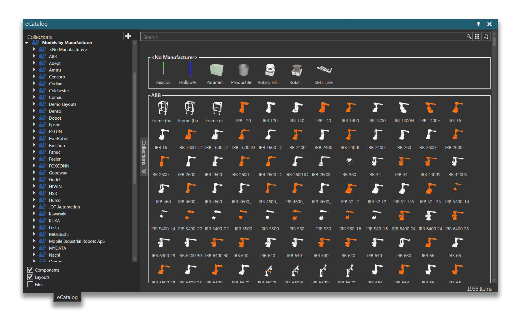 Collection of new robots in eCatalog