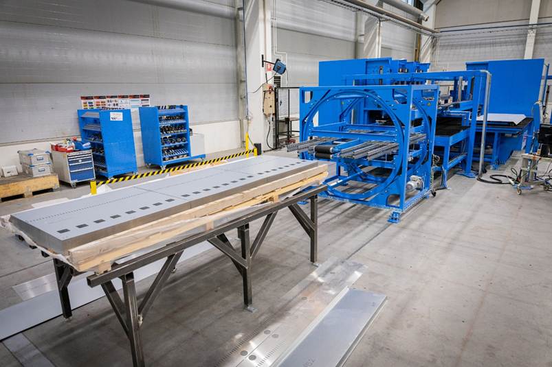 A custom-built automated sheet-metal fabrication line at Pivatic's facility in Hyvinkää, Finland