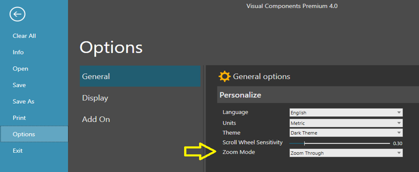 Navigation zoom modes in Visual Components 4.0.4