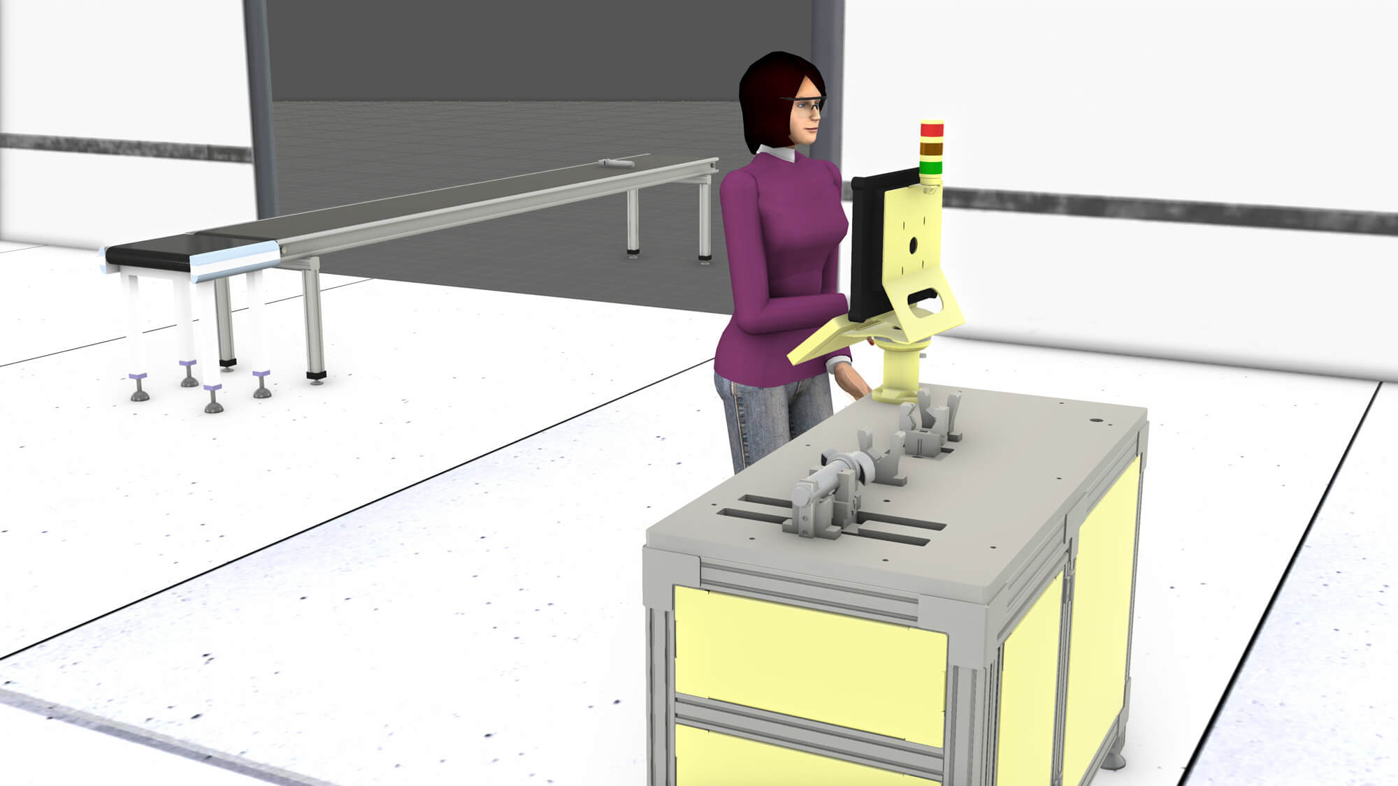Simulation of a person programming at a production line